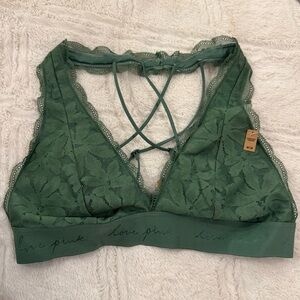 PINK Victoria's Secret Deep Green Lace Bralette